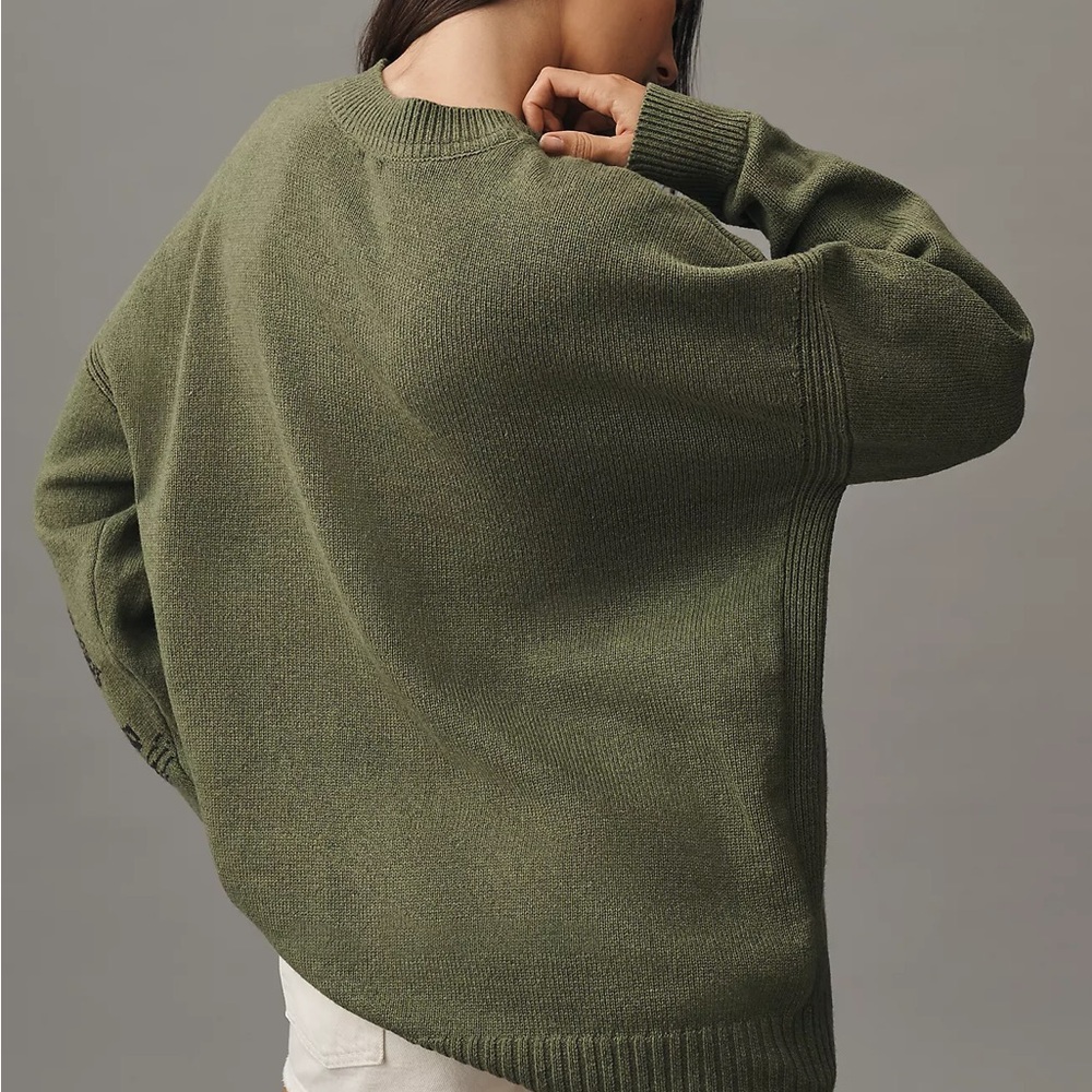 Anthropologie Maeve Oversized Graphic Crew-Neck Sweater Size 2X Western Horse - Picture 3 of 10